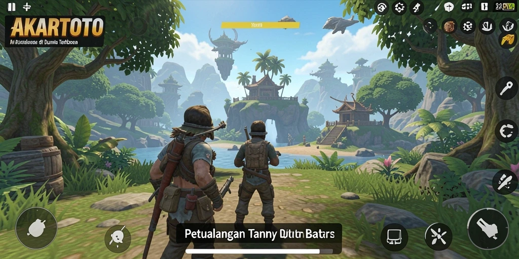 Screenshot menampilkan pemain menjelajahi dunia terbuka AKARTOTO.