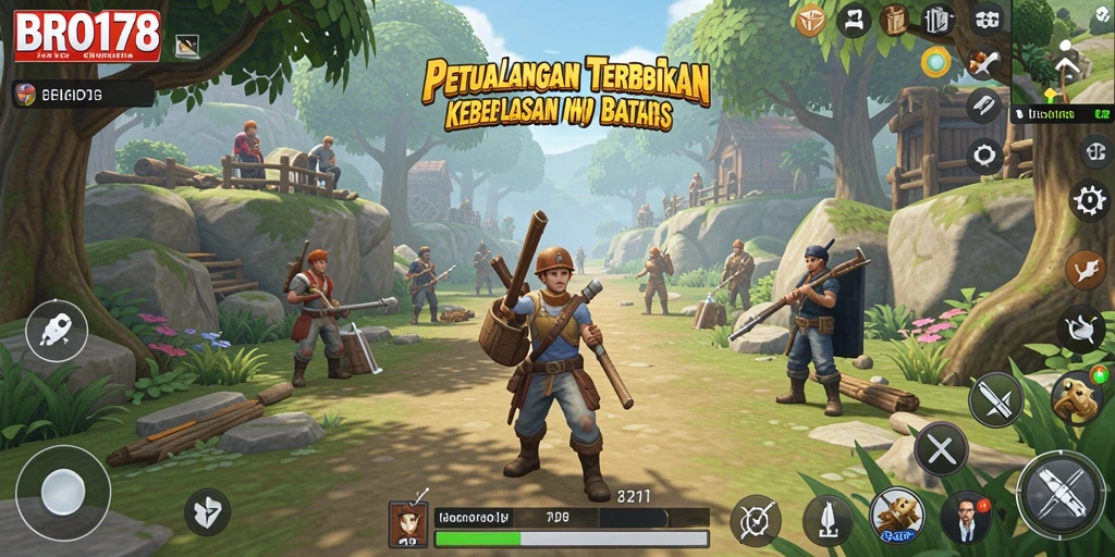 Gameplay BRO178 yang menampilkan dunia terbuka yang luas.
