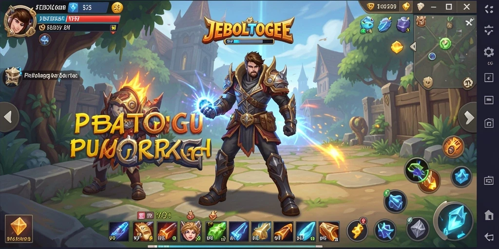 Tampilan gameplay seru dalam JEBOLTOGEL saat bertarung.