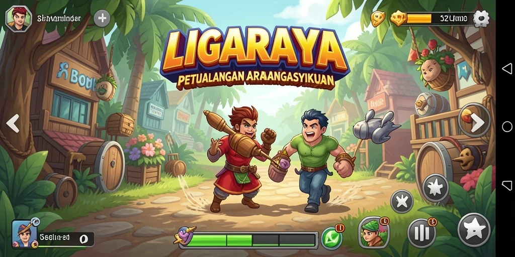 Gameplay LIGARAYA yang penuh aksi dan tantangan menarik.