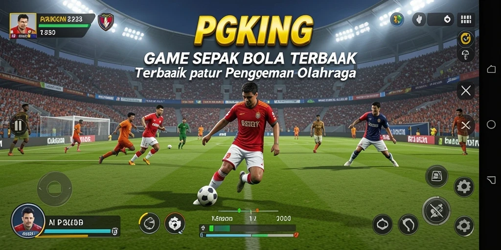 Tampilan gameplay PGKING yang menampilkan serunya pertandingan sepak bola.