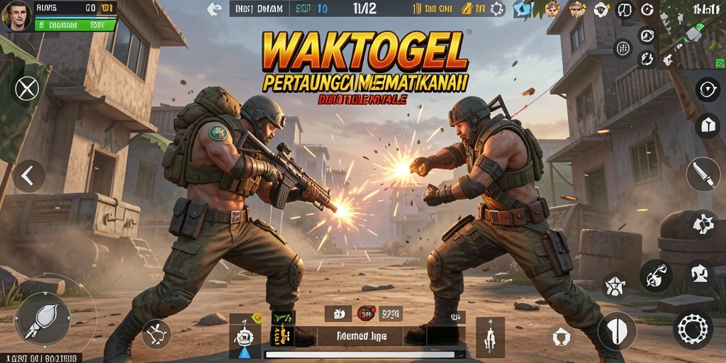 Tangkapan layar WAKTOGEL menampilkan aksi seru dalam permainan Battle Royale.